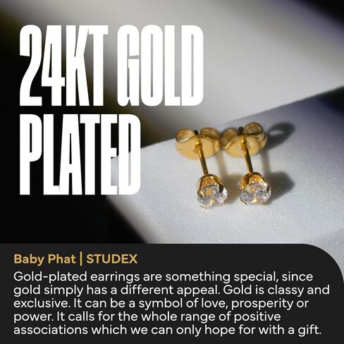 أقراط Studex Baby Phat المرصعة للنساء والرجال - مجموعة أقراط مرصعة لا تسبب الحساسية، مجوهرات للبشرة الحساسة، آمنة على النيكل in Kuwait