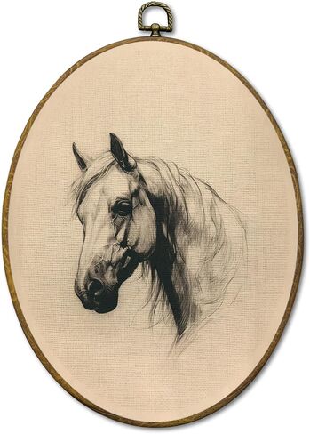 Mcehtle Retro Horse Wall Art Decor, Farmhouse Animal Sketch Farm Equestrian Framed Canvas Prints 8.6x11.4, Neutral Cottagecore Wall Hanging Artwork Decorations for Bedroom Home Gallery Living Room in Saudi Arabia