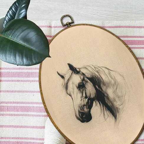 Mcehtle Retro Horse Wall Art Decor, Farmhouse Animal Sketch Farm Equestrian Framed Canvas Prints 8.6x11.4, Neutral Cottagecore Wall Hanging Artwork Decorations for Bedroom Home Gallery Living Room in Saudi Arabia