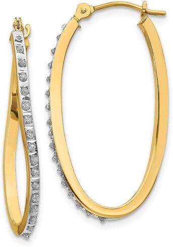 14K Yellow Gold Diamond Fascination Twist Hinged Hoop Earrings in Saudi Arabia