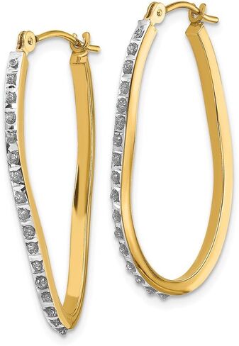 14K Yellow Gold Diamond Fascination Twist Hinged Hoop Earrings in Saudi Arabia