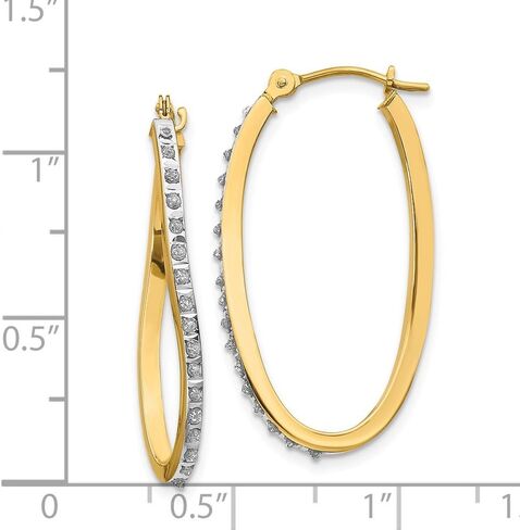 14K Yellow Gold Diamond Fascination Twist Hinged Hoop Earrings in Saudi Arabia