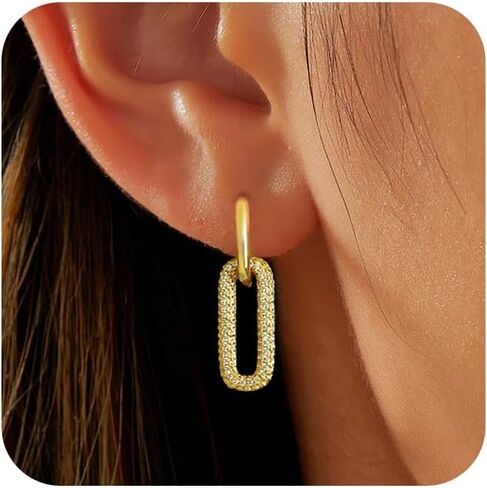 Earrings for Women - Cwmas 14K Gold-Plated Earring Dainty Hoop Earrings Cubic Zirconia Earrings Jewelry in Saudi Arabia