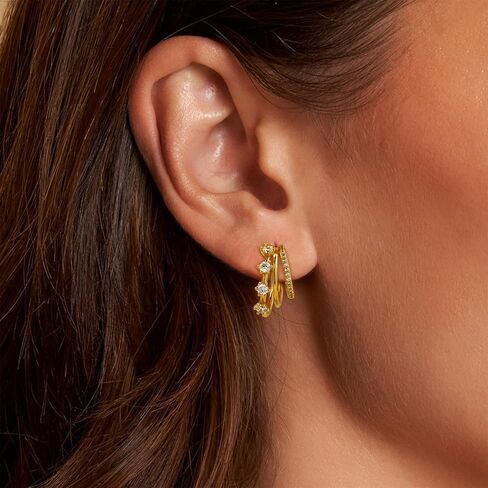 Earrings for Women - Cwmas 14K Gold-Plated Earring Dainty Hoop Earrings Cubic Zirconia Earrings Jewelry in Saudi Arabia