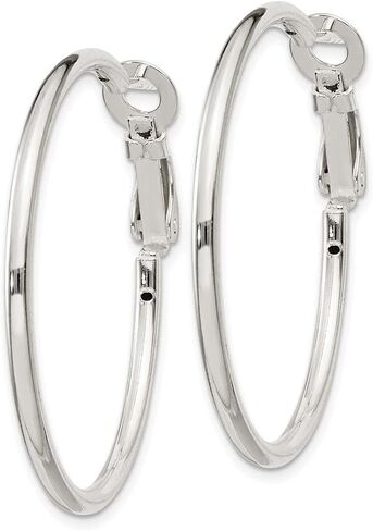 Diamond2Deal 925 Sterling Silver Omega Back Hoop Earrings (L- 1.16 in, W- 1.38 in) in Saudi Arabia