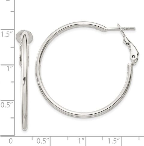 Diamond2Deal 925 Sterling Silver Omega Back Hoop Earrings (L- 1.16 in, W- 1.38 in) in Saudi Arabia