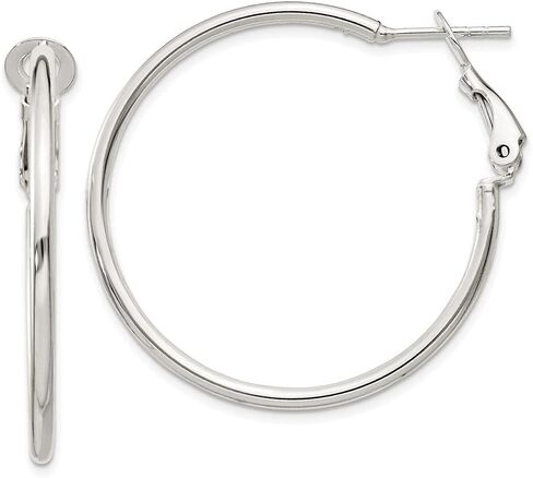 Diamond2Deal 925 Sterling Silver Omega Back Hoop Earrings (L- 1.16 in, W- 1.38 in) in Saudi Arabia