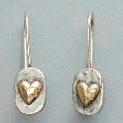 Boho Heart Earrings for Women Gold Dangle Vintage Two Tone Heart Earring Bohemian Statement Jewelry Accessories Trendy Gifts in Saudi Arabia