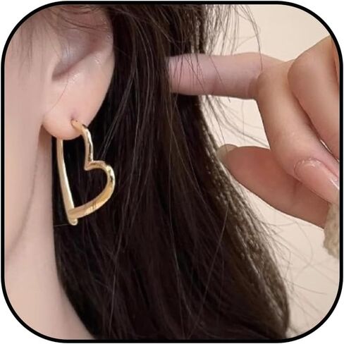 Boho Heart Earrings for Women Gold Dangle Vintage Two Tone Heart Earring Bohemian Statement Jewelry Accessories Trendy Gifts in Saudi Arabia
