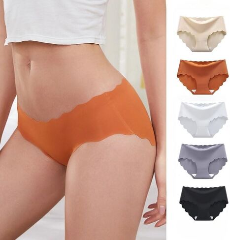 5-Pack Breathable Seamless Underwear for Women Soft Cheeky Women Underwear Wave Edge No Show Bikini Panties in Saudi Arabia