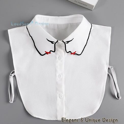 LoudSung Fake Collar Detachable Half Shirt Blouse False Collar Floral Lacing Top Elegant Lovely Design for Women Girls in Saudi Arabia