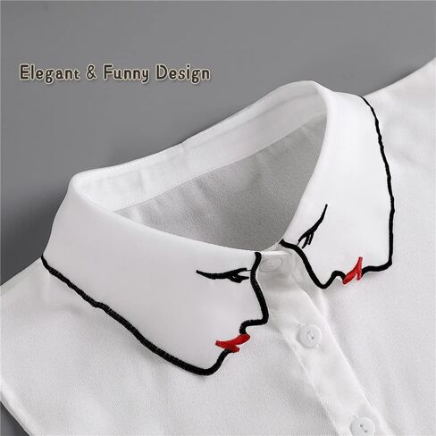 LoudSung Fake Collar Detachable Half Shirt Blouse False Collar Floral Lacing Top Elegant Lovely Design for Women Girls in Saudi Arabia