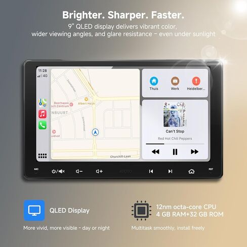 S8 Gen3 Double DIN Car Stereo 9 بوصة ، 4G+32G QLED اللاسلكي CARPLAY & Android Auto & Android OS مع 4G/Wi-Fi/Dual BT/USB الربط in Saudi Arabia