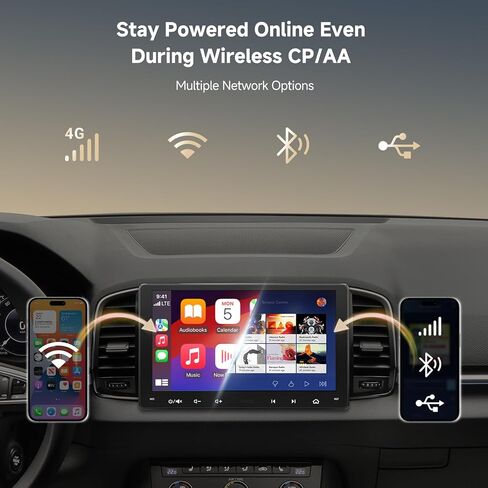 S8 Gen3 Double DIN Car Stereo 9 بوصة ، 4G+32G QLED اللاسلكي CARPLAY & Android Auto & Android OS مع 4G/Wi-Fi/Dual BT/USB الربط in Saudi Arabia