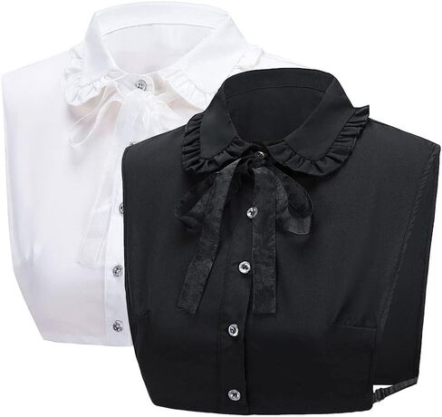 LoudSung Fake Collar Detachable Half Shirt Blouse False Collar Floral Lacing Top Elegant Lovely Design for Women Girls in Saudi Arabia