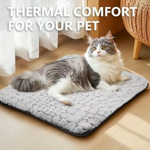 Extra Warm Thermal Cat Dog Mat, Ultra Soft Cat Pet Rug for Indoor Outdoor with Removable Cover Non-Slip Bottom Washable(20"x15.7") in Saudi Arabia