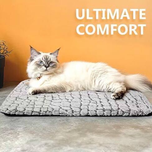 Extra Warm Thermal Cat Dog Mat, Ultra Soft Cat Pet Rug for Indoor Outdoor with Removable Cover Non-Slip Bottom Washable(20"x15.7") in Saudi Arabia