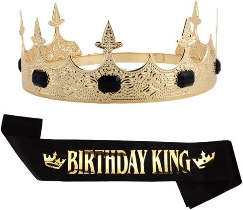 Zaxomum Birthday Crown Sash Set for Men, Birthday King Adjustable Sash Tiara for boys Cosplay Party Prom Costume Decorations in Saudi Arabia