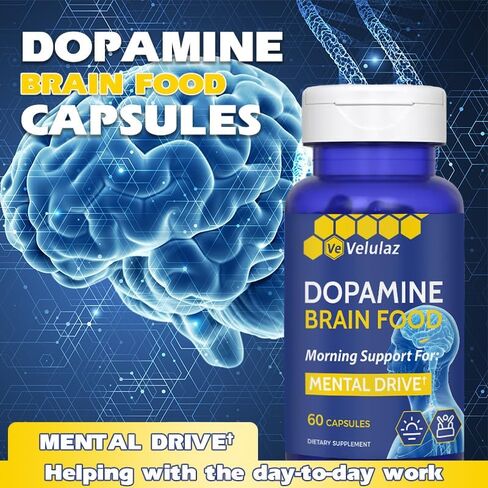 Dopamine Brain Nutritional Supplement - Dopamine &Magnesium Complex Formula for Concentration Support, Morning Mental Drive & Focus - Allergen-Free Mental Clarity Supplement, Professional Packaging in Saudi Arabia