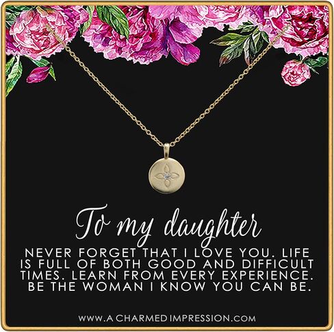 A Charmed Impression Gold Lotus Crystal Disc Necklace - To My Daughter Gift in Saudi Arabia