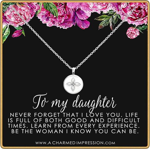 A Charmed Impression Gold Lotus Crystal Disc Necklace - To My Daughter Gift in Saudi Arabia