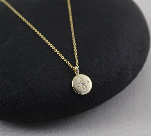 A Charmed Impression Gold Lotus Crystal Disc Necklace - To My Daughter Gift in Saudi Arabia
