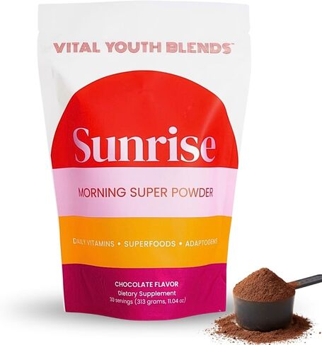 VYB All-in-One Super Powder with Vitamins, Superfoods, Probiotics, Functional Mushrooms, & DIM for Gut Health, Energy, Mood, Hormone Support & Wellness -Chocolate Flavor - 30 Servings in Saudi Arabia