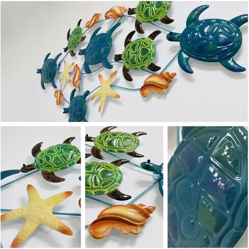 Brogana Coastal Metal Sea Turtle Wall Art Decor, Large 3D Metal Sea Turtles Artwork, Nautical Hanging Art, for Indoor Outdoor Bathroom Garden in Saudi Arabia