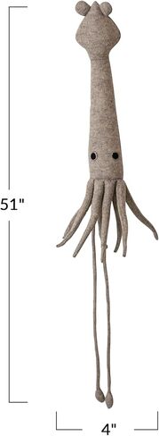 Creative Co-Op Handmade Wool Felt Squid Wall Hanging, Grey and Black in Saudi Arabia