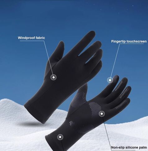 INOGIH Winter Full Finger Liner Thermal Warm Touch Screen Cyling Gloves Windproof Warm Anti-Slip Gloves for Running, Biking, Workout in Saudi Arabia