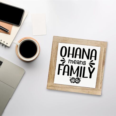 Family Signs Decor, Ohaha Means Family Sign, Decorative Wooden Table Sign, Rustic Farmhouse Home Decor, Shelf Decoration, Wood Block Box Plaque for Living Room, Housewarming Gifts 5.9X5.9X0.7inches in Kuwait