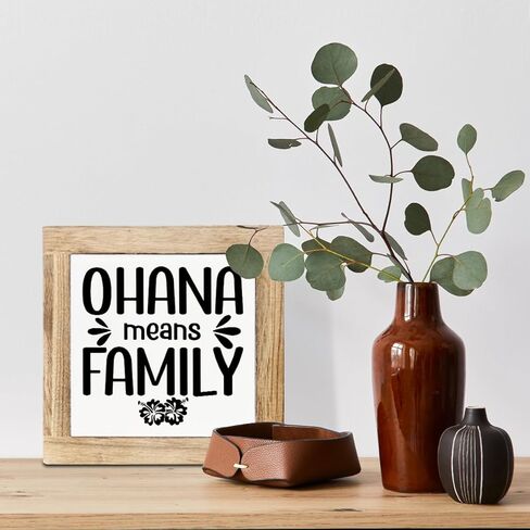 Family Signs Decor, Ohaha Means Family Sign, Decorative Wooden Table Sign, Rustic Farmhouse Home Decor, Shelf Decoration, Wood Block Box Plaque for Living Room, Housewarming Gifts 5.9X5.9X0.7inches in Kuwait