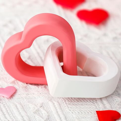 Beeveer Valentines Decor Wooden Connected Hearts Romantic Heart Gifts Wood Valentines Interlocking Love Decorations for Wedding Anniversary Her Him Couple Engagement(Pink, White) in Saudi Arabia