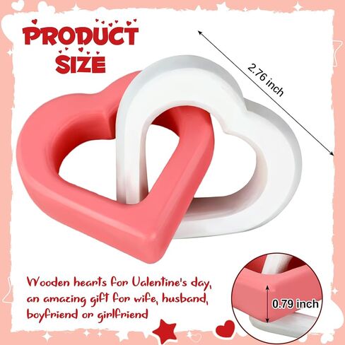 Beeveer Valentines Decor Wooden Connected Hearts Romantic Heart Gifts Wood Valentines Interlocking Love Decorations for Wedding Anniversary Her Him Couple Engagement(Pink, White) in Saudi Arabia