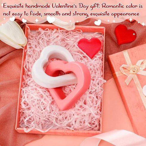 Beeveer Valentines Decor Wooden Connected Hearts Romantic Heart Gifts Wood Valentines Interlocking Love Decorations for Wedding Anniversary Her Him Couple Engagement(Pink, White) in Saudi Arabia