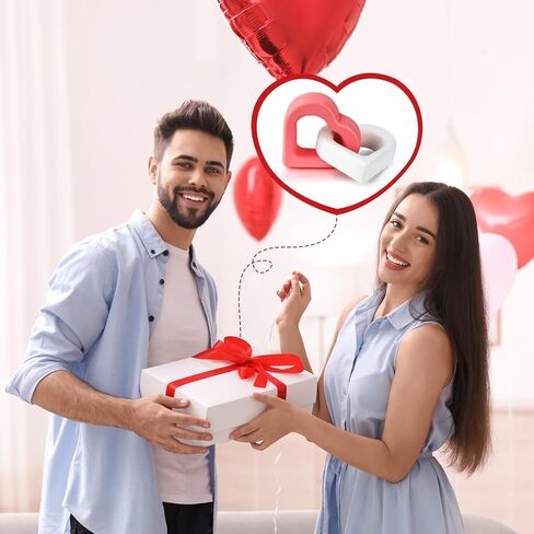 Beeveer Valentines Decor Wooden Connected Hearts Romantic Heart Gifts Wood Valentines Interlocking Love Decorations for Wedding Anniversary Her Him Couple Engagement(Pink, White) in Saudi Arabia