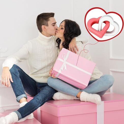 Beeveer Valentines Decor Wooden Connected Hearts Romantic Heart Gifts Wood Valentines Interlocking Love Decorations for Wedding Anniversary Her Him Couple Engagement(Pink, White) in Saudi Arabia