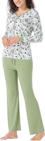 lulukaka Women's Bamboo Rayon Pajama Set, Long Sleeve Cooling Pjs 2 Piece Soft Loungewear Sleepwear Button Up Lovely Print in Saudi Arabia