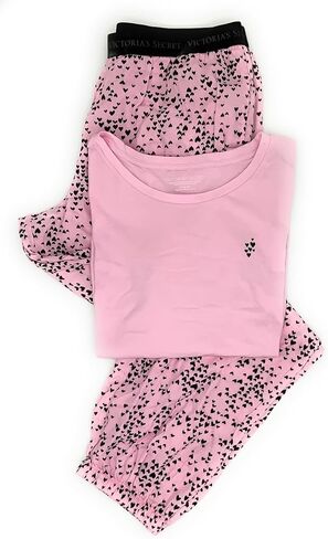 Victoria's Secret Flannel Jogger Short Sleeve Tee-jama Set in Saudi Arabia