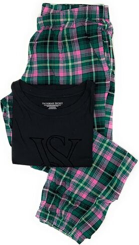 Victoria's Secret Flannel Jogger Short Sleeve Tee-jama Set in Saudi Arabia