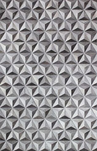 Leather Diamond Hairon Cowhide Leather Rug - Elegant and Contemporary Floor Accent (Grey_8X10) in Saudi Arabia