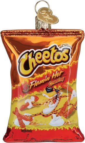Old World Christmas Flamin' Hot Cheetos Glass Blown Ornament for Christmas Tree, Handcrafted Holiday Decoration, Snack Collection in Saudi Arabia