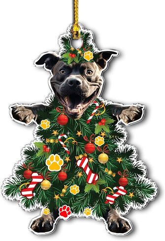 Boxer Dog 2025 Christmas Ornament – Cute Wooden Dog Tree Decoration with Snowflakes & Paw Prints for Boxer Lovers, Puppy Owner Christmas Décor in Kuwait