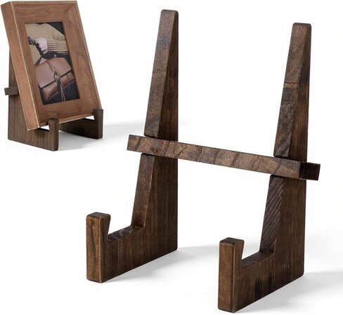 Tucnoeu 8.8inch Wooden Plate Stand - Frame Holder Stand for Plate Display Stands, Rustic Picture Frame Holder, Decorative Table Top Easels in Saudi Arabia