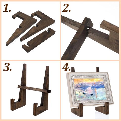 Tucnoeu 8.8inch Wooden Plate Stand - Frame Holder Stand for Plate Display Stands, Rustic Picture Frame Holder, Decorative Table Top Easels in Saudi Arabia