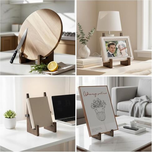 Tucnoeu 8.8inch Wooden Plate Stand - Frame Holder Stand for Plate Display Stands, Rustic Picture Frame Holder, Decorative Table Top Easels in Saudi Arabia