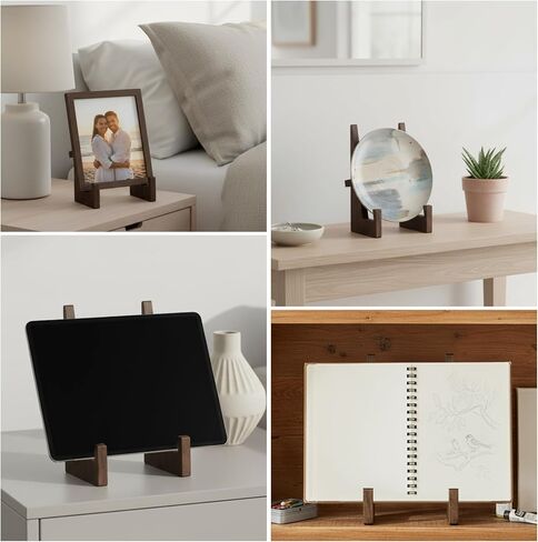 Tucnoeu 8.8inch Wooden Plate Stand - Frame Holder Stand for Plate Display Stands, Rustic Picture Frame Holder, Decorative Table Top Easels in Saudi Arabia