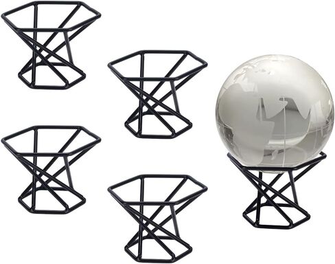 FINGERINSPIRE 5 Pcs Crystal Ball Display Stand Hexagon Iron Display Stand 2.1x2.4x1.6Inch Black Metal Display Stand for Crystal Glass Lens Ball Glass Ball Base Divination Photography Lensball Base in Saudi Arabia