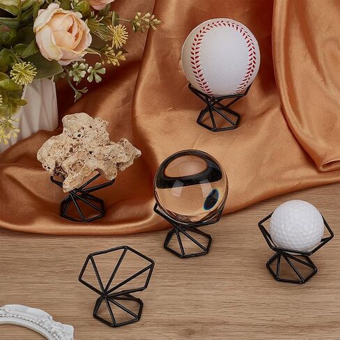FINGERINSPIRE 5 Pcs Crystal Ball Display Stand Hexagon Iron Display Stand 2.1x2.4x1.6Inch Black Metal Display Stand for Crystal Glass Lens Ball Glass Ball Base Divination Photography Lensball Base in Saudi Arabia