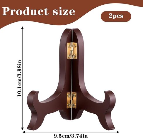Telooco 2 PCS Wooden Plate Stands for Display, 4" Easel Plate Holder Brown Folding Display Stand Small Picture Stands Decorative Plates Holder for Display Picture Frame Book Dish Artwork Easels in Saudi Arabia